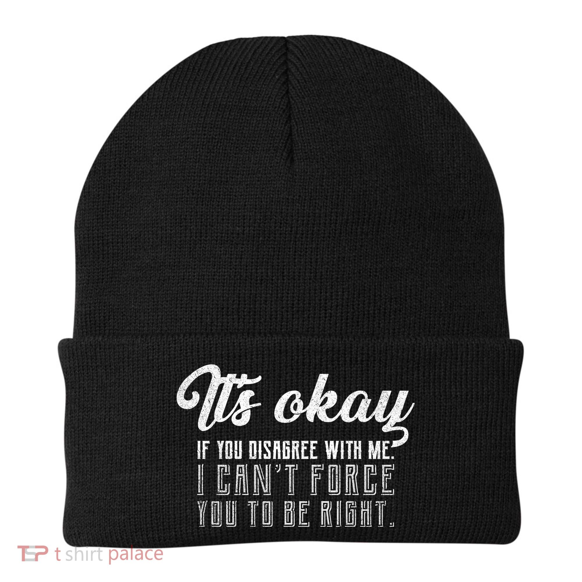 It's Okay Disagree With Me Funny Meme Beanie