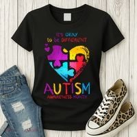It's Okay To Be Different Autism Awareness Month Women's T-Shirt thumb 3