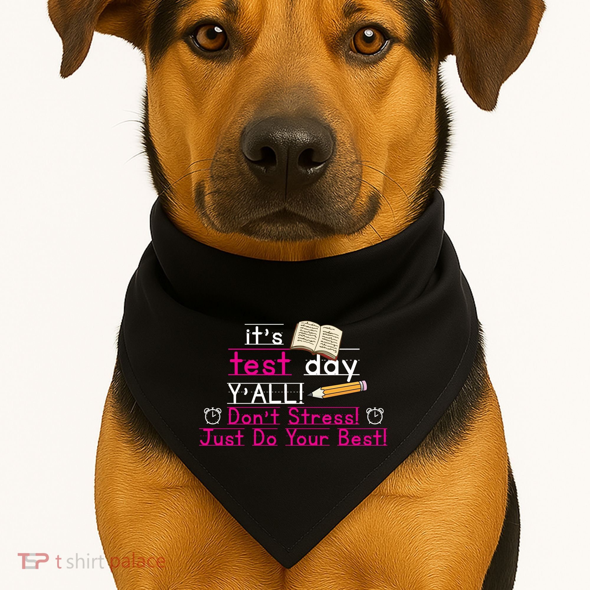 It's Test Day Ya'll Don't Stress Just Do Your Best USA-Made Doggie Bandana