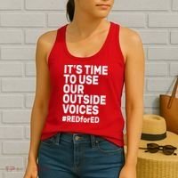 It's Time To Use Our Outside Voice Red For Ed Women's Tank Top thumb 2