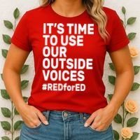 It's Time To Use Our Outside Voice Red For Ed Women's T-Shirt thumb 2