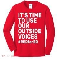 It's Time To Use Our Outside Voice Red For Ed Kids Long Sleeve Shirt thumb 0