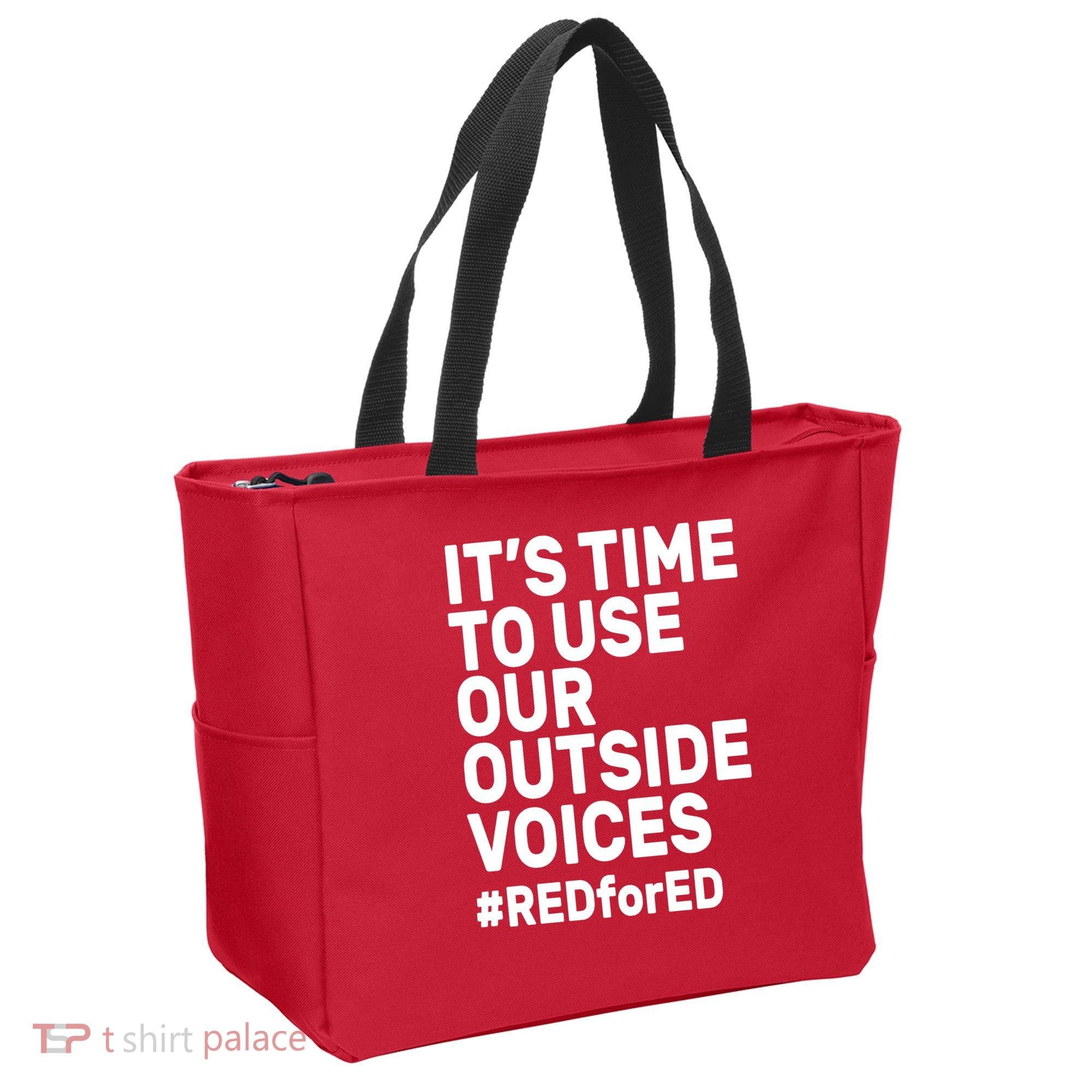 It's Time To Use Our Outside Voice Red For Ed Tote Bag