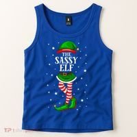 Im The Sassy Elf Matching Christmas Tank Top thumb 2