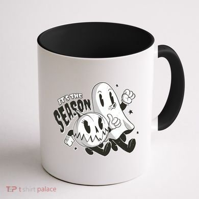 It's The Season Halloween Ghost And Pumpkin Coffee Mug back