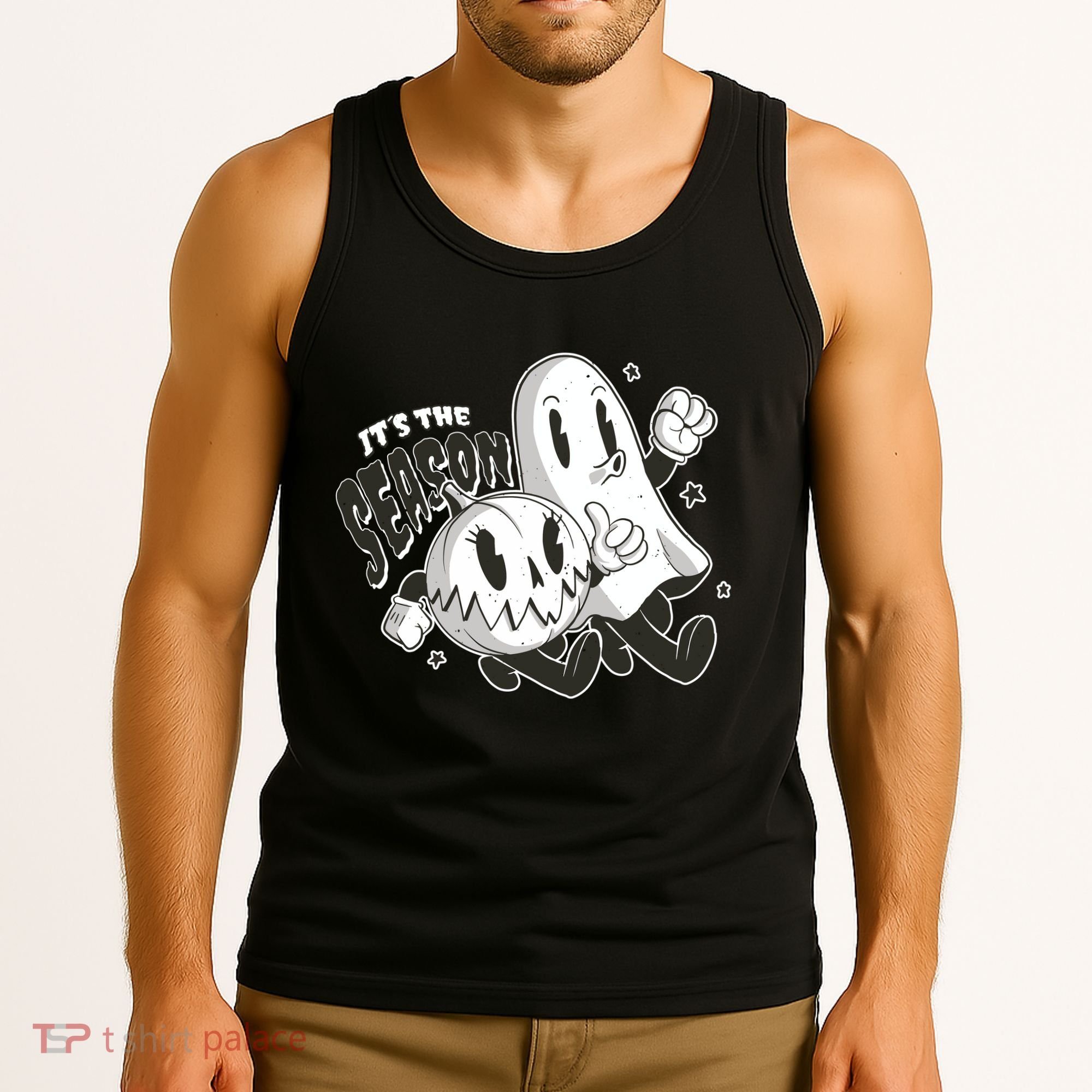 It's The Season Halloween Ghost And Pumpkin Tank Top