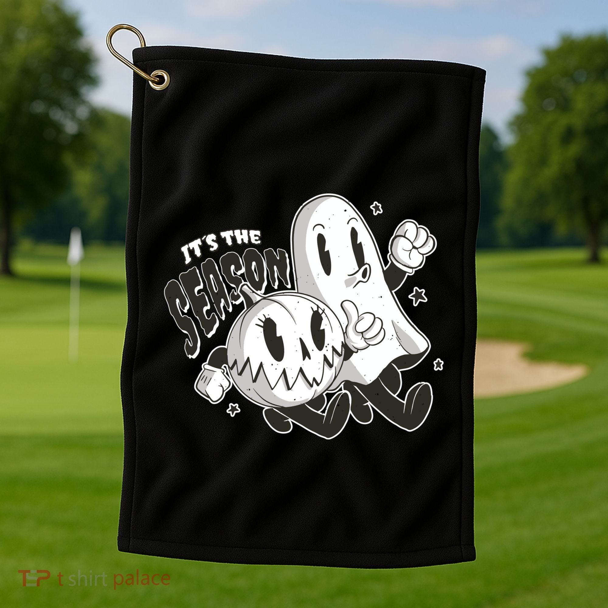 It's The Season Halloween Ghost And Pumpkin Golf Towel