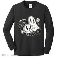 It's The Season Halloween Ghost And Pumpkin Kids Long Sleeve Shirt thumb 0