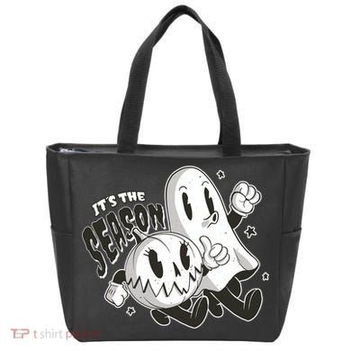 It's The Season Halloween Ghost And Pumpkin Tote Bag