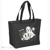 It's The Season Halloween Ghost And Pumpkin Tote Bag thumb 2
