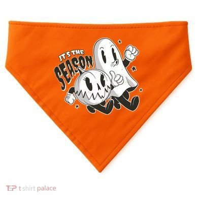 It's The Season Halloween Ghost And Pumpkin USA-Made Doggie Bandana