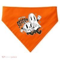 It's The Season Halloween Ghost And Pumpkin USA-Made Doggie Bandana thumb 0