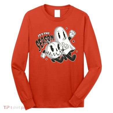 It's The Season Halloween Ghost And Pumpkin Long Sleeve Shirt