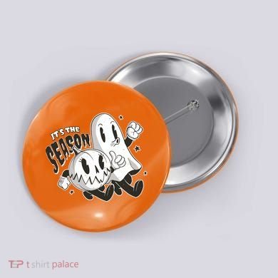 It's The Season Halloween Ghost And Pumpkin Button