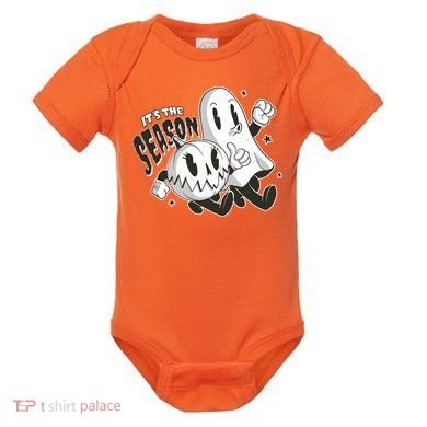 It's The Season Halloween Ghost And Pumpkin Baby Bodysuit