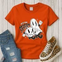 It's The Season Halloween Ghost And Pumpkin Women's T-Shirt thumb 3