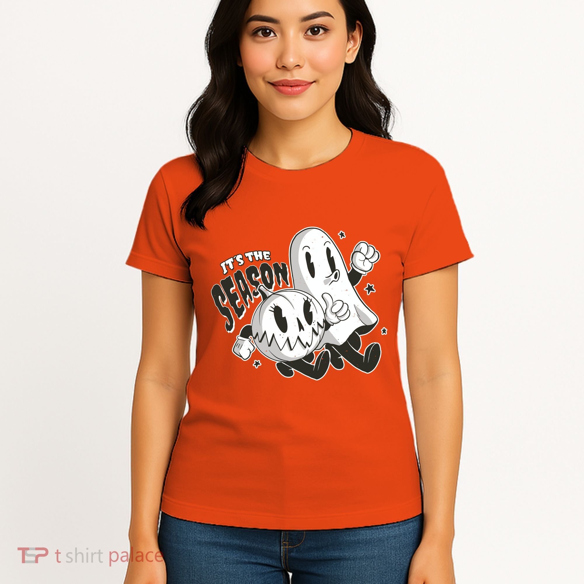 It's The Season Halloween Ghost And Pumpkin Women's T-Shirt