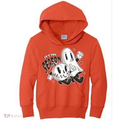 It's The Season Halloween Ghost And Pumpkin Kids Hoodie