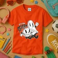 It's The Season Halloween Ghost And Pumpkin Kids T-Shirt thumb 3