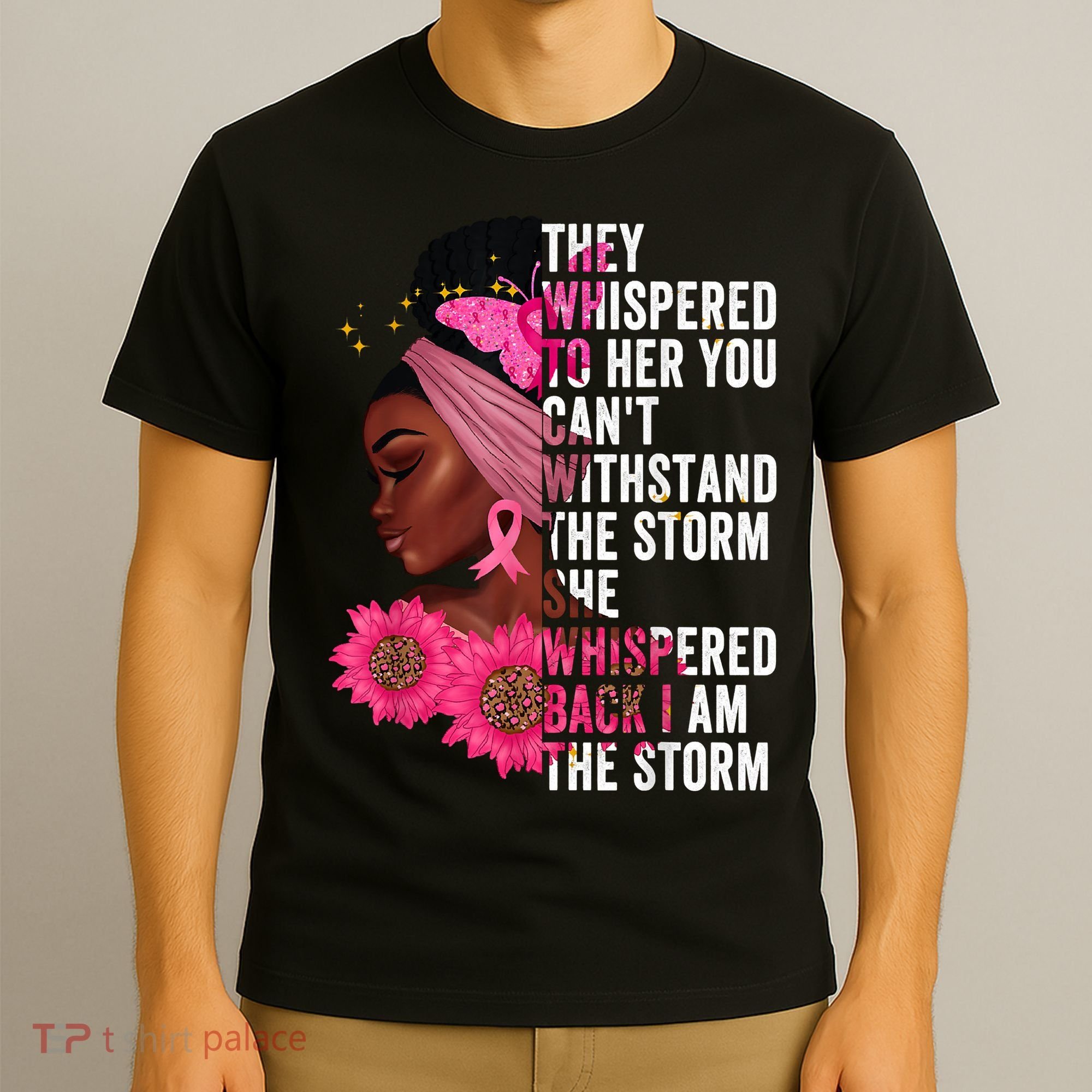 I'm The Storm Black Womens African Breast Cancer Pink Ribbon T-Shirt