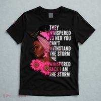 I'm The Storm Black Womens African Breast Cancer Pink Ribbon T-Shirt thumb 5