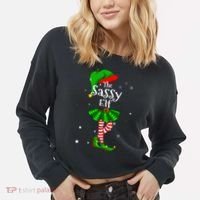 Im The Sassy Elf Matching Christmas Costume Cropped Pullover Crew thumb 2
