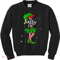Im The Sassy Elf Matching Christmas Costume Kids Sweatshirt thumb 0