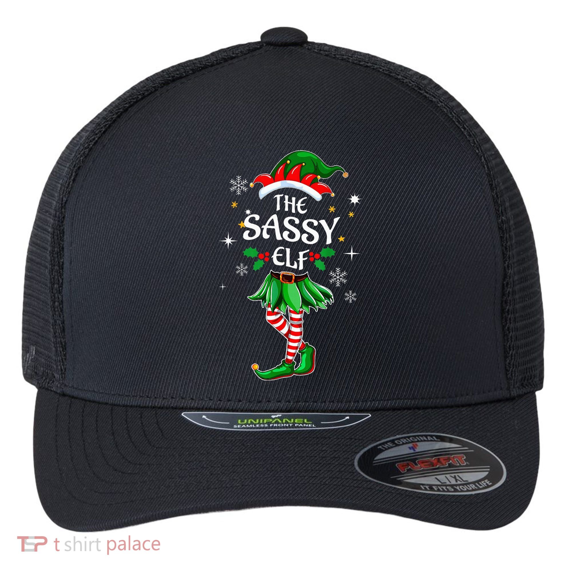 I'm The Sassy Elf Cute Family Christmas Matching  Flexfit Unipanel Trucker Cap