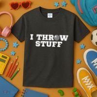 I Throw Stuff Shot Put Athlete Throwing Kids T-Shirt thumb 3