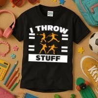 I Throw Stuff Shot Put Discus Track And Field Thrower Kids T-Shirt thumb 3