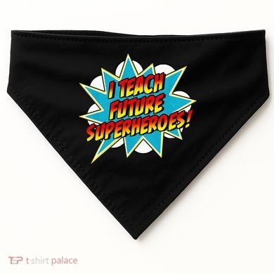 I Teach Superheroes Retro Comic Super Teacher Graphic USA-Made Doggie Bandana