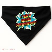 I Teach Superheroes Retro Comic Super Teacher Graphic USA-Made Doggie Bandana thumb 0