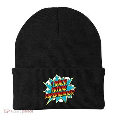 I Teach Superheroes Retro Comic Super Teacher Graphic Beanie