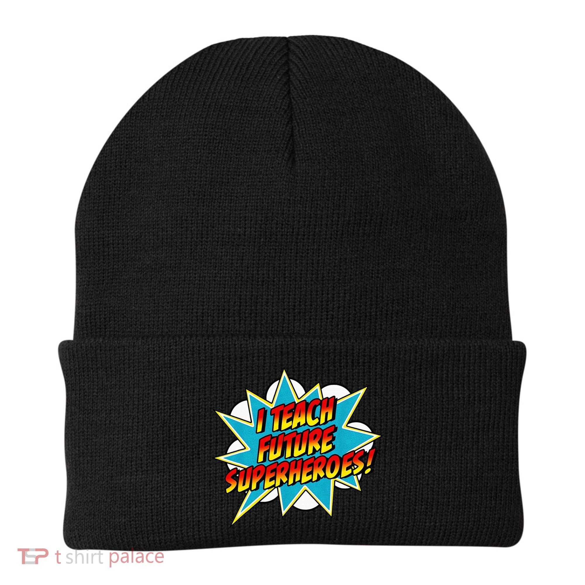 I Teach Superheroes Retro Comic Super Teacher Graphic Beanie