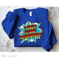 I Teach Superheroes Retro Comic Super Teacher Graphic Sweatshirt thumb 2