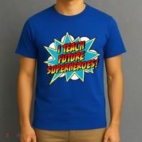 I Teach Superheroes Retro Comic Super Teacher Graphic T-Shirt thumb 3