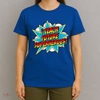 I Teach Superheroes Retro Comic Super Teacher Graphic T-Shirt thumb 4