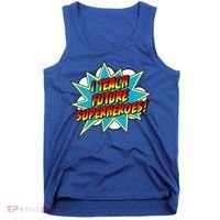 I Teach Superheroes Retro Comic Super Teacher Graphic Tank Top thumb 0