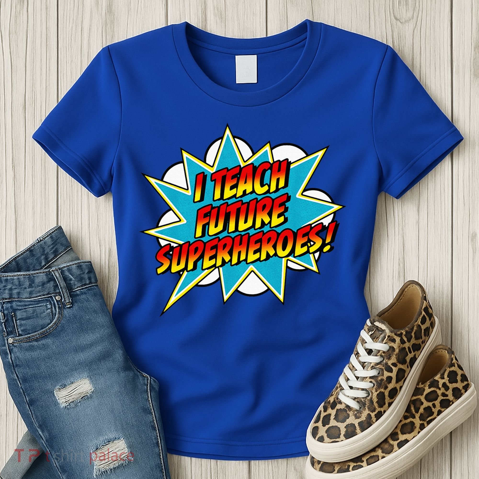 I Teach Superheroes Retro Comic Super Teacher Graphic Women's T-Shirt