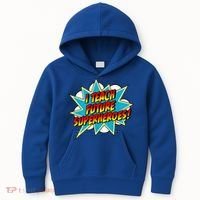 I Teach Superheroes Retro Comic Super Teacher Graphic Kids Hoodie thumb 0