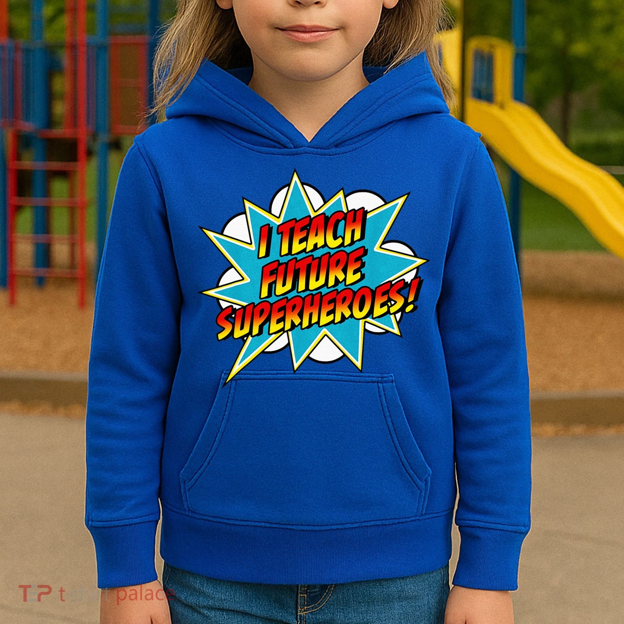 I Teach Superheroes Retro Comic Super Teacher Graphic Kids Hoodie