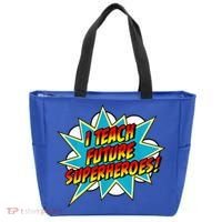 I Teach Superheroes Retro Comic Super Teacher Graphic Tote Bag thumb 0