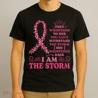 I'm The Storm Warrior Pink Ribbon Women Breast Cancer T-Shirt thumb 3
