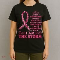 I'm The Storm Warrior Pink Ribbon Women Breast Cancer T-Shirt thumb 4