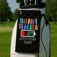 Infant Teacher Summer Recharge Required Last Day Of School Golf Towel thumb 2