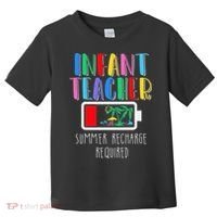 Infant Teacher Summer Recharge Required Last Day Of School Toddler T-Shirt thumb 0