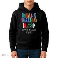 Infant Teacher Summer Recharge Required Last Day Of School Kids Hoodie thumb 4