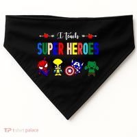 I Teacher Super Heroes Cute Superhero Characters USA-Made Doggie Bandana thumb 0