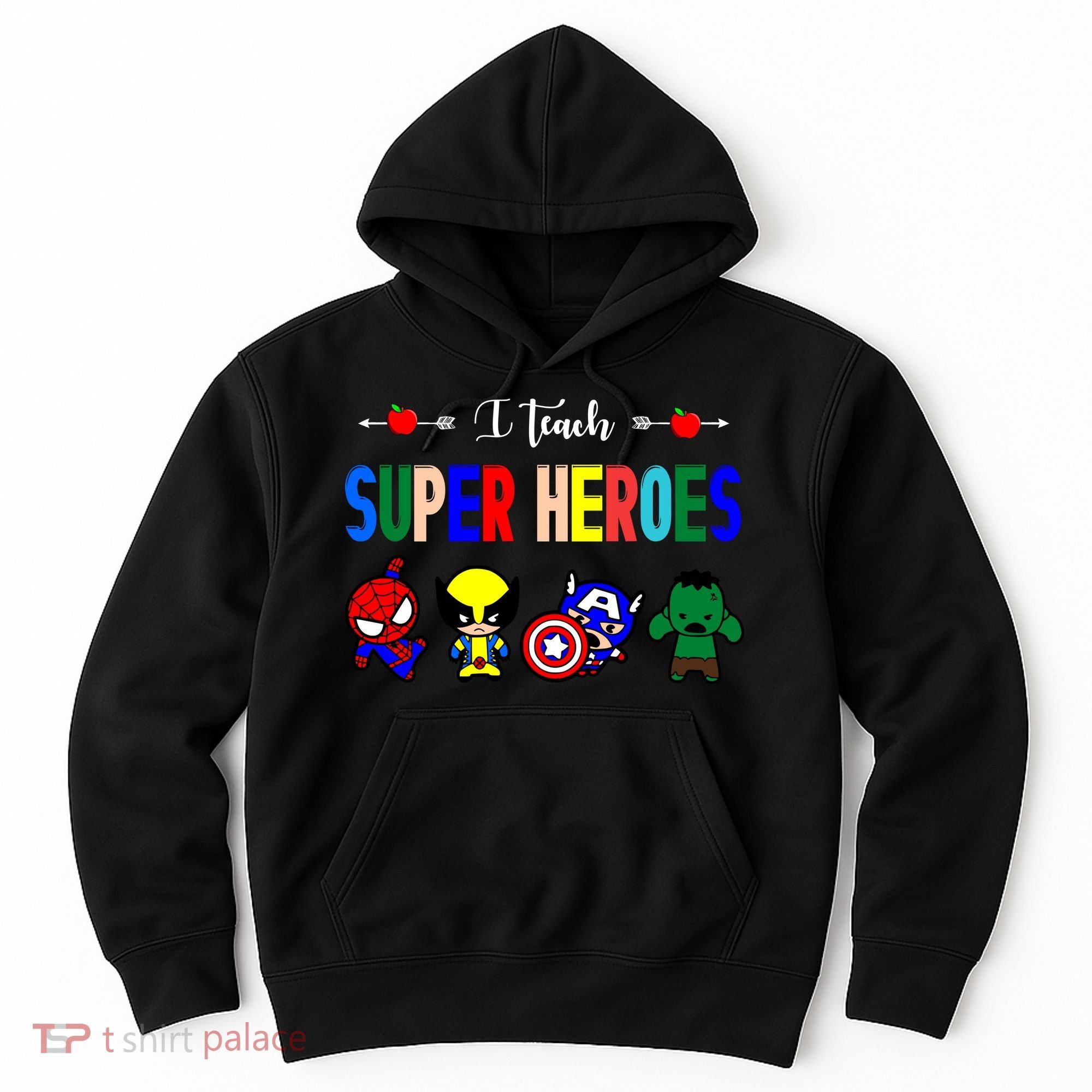 I Teacher Super Heroes Cute Superhero Characters Hoodie