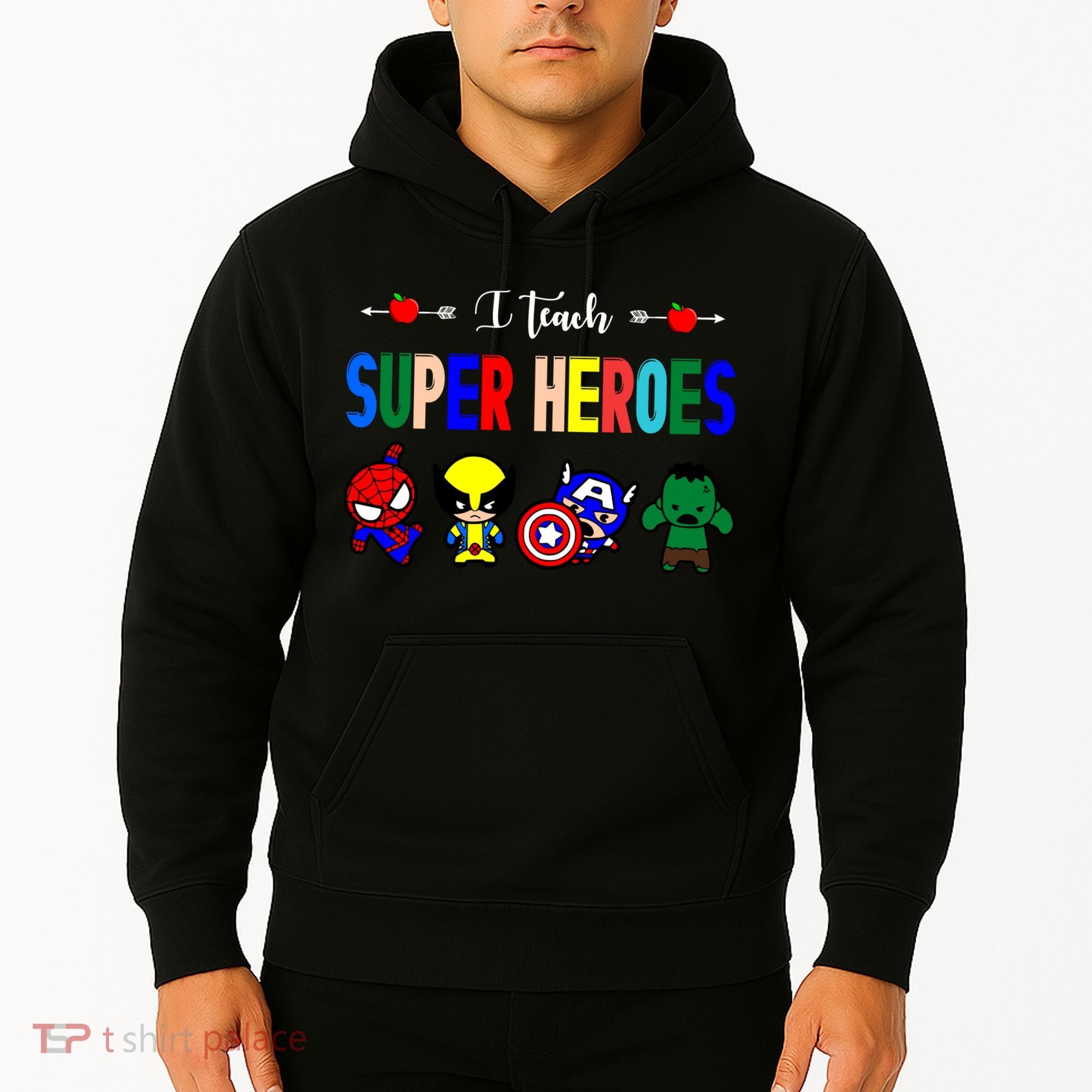 I Teacher Super Heroes Cute Superhero Characters Hoodie
